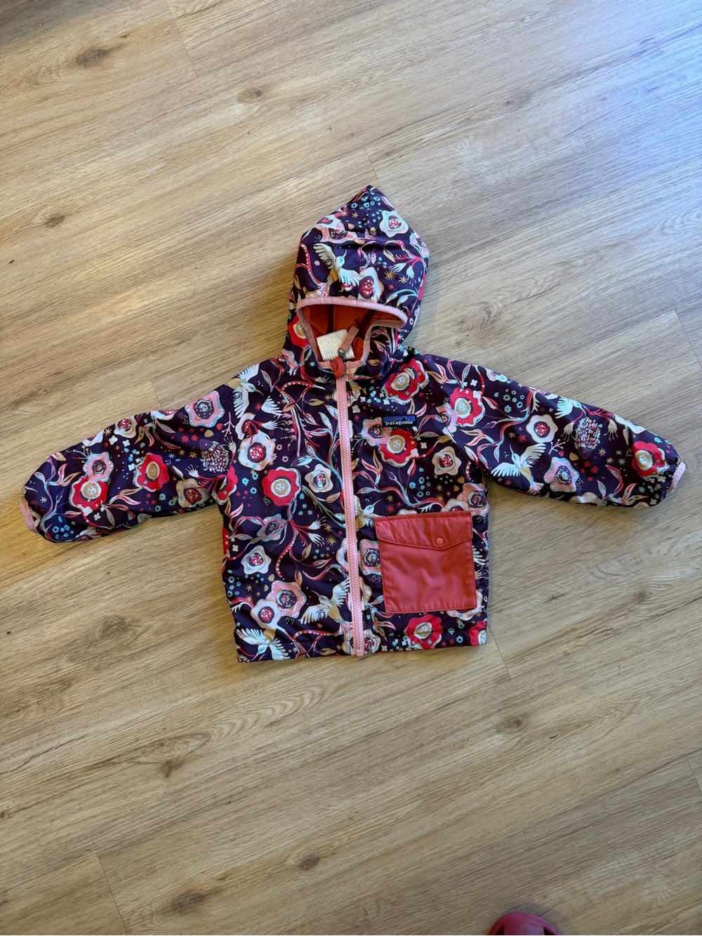 Patagonia Floral Hooded Puffer Jacket - Pink & Burgundy